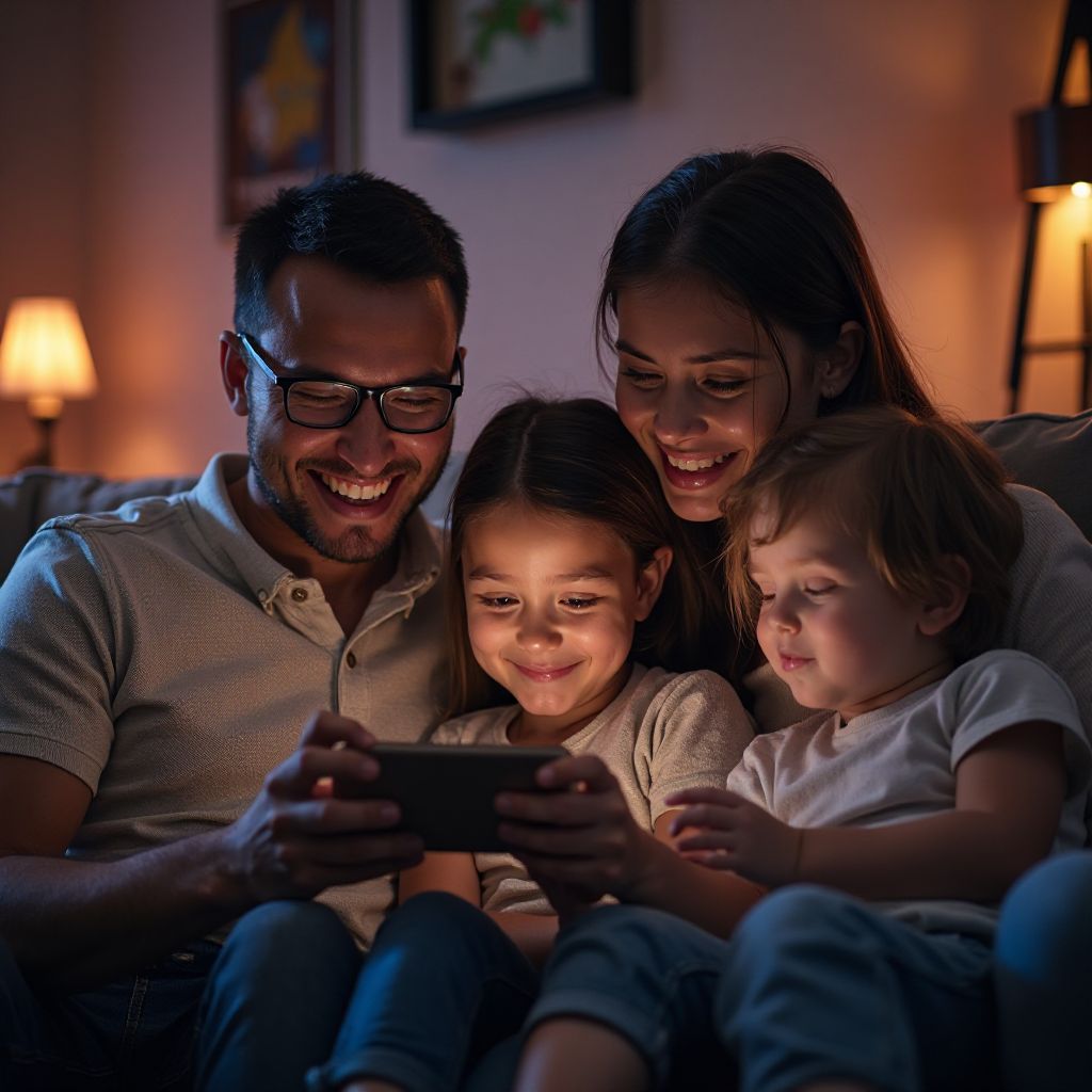 Family enjoying healthy gaming time together